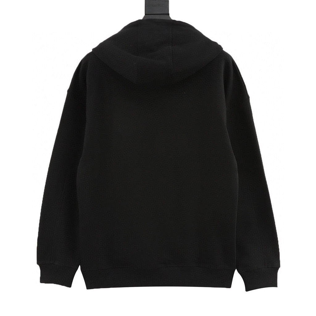 Loewe Anagram Leather Drawstring Hoodie — Black
