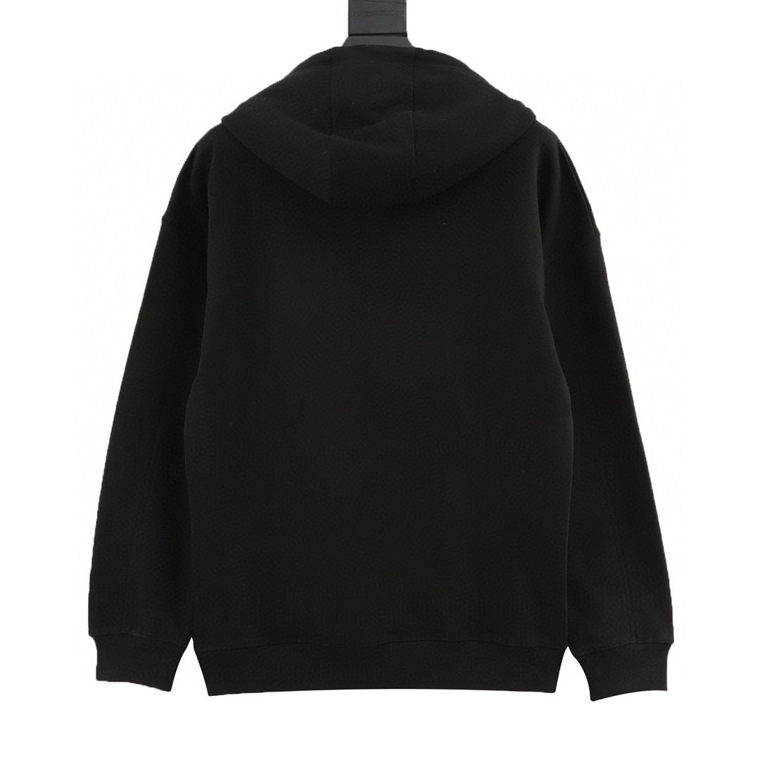 Loewe Anagram Leather Drawstring Hoodie — Black