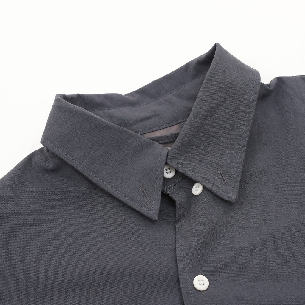 Miu Miu MM Embroidered Logo Shirt Collar Jacket | Slate Blue Elastic Hem Casual Outerwear