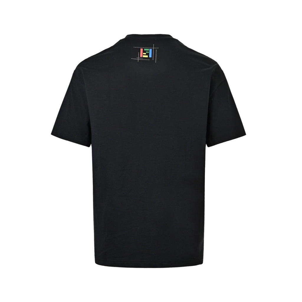 Fendi Multicolor FF Pocket Print Short-Sleeve T-Shirt in Black