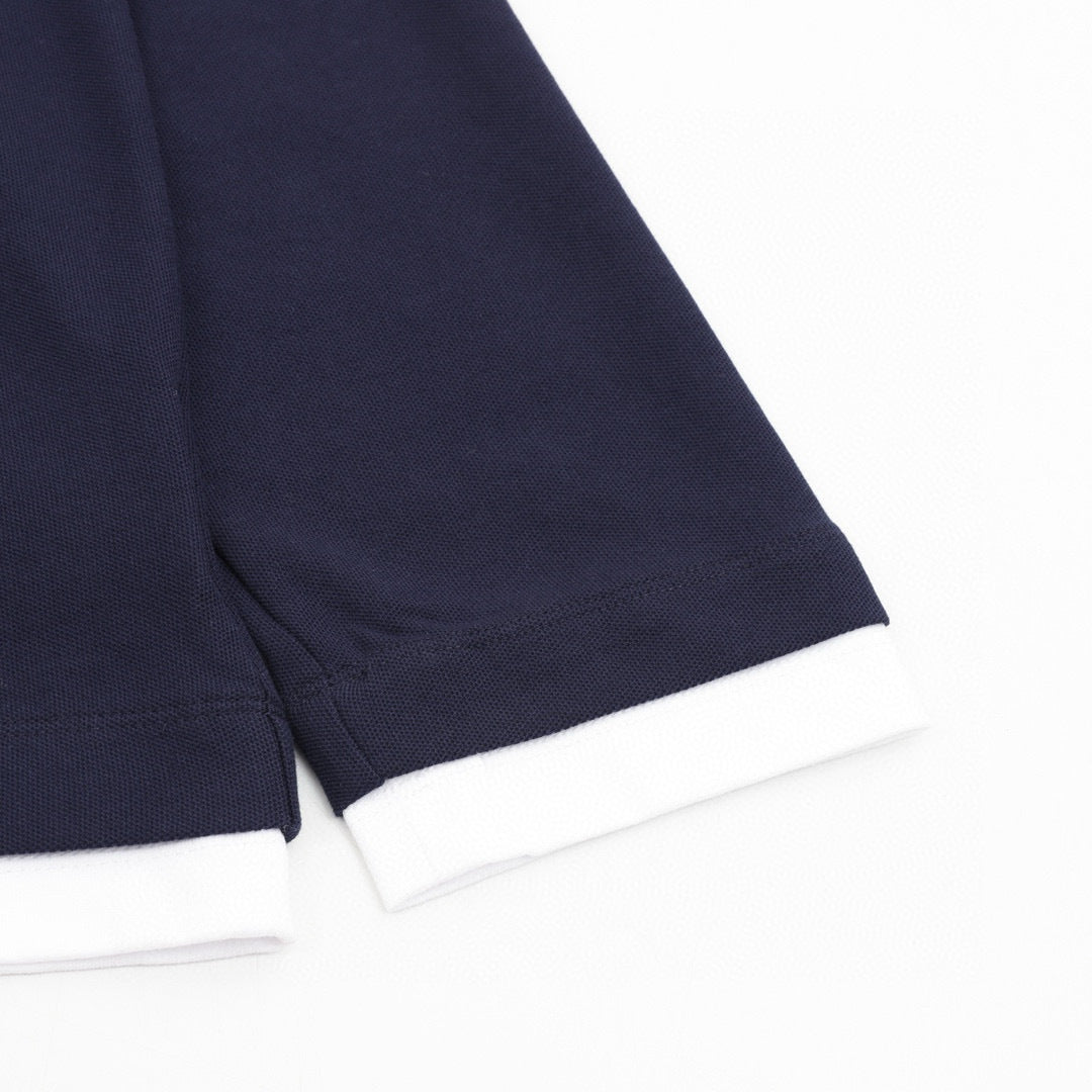 Prada Faux-Layered White Cuff Piqué Cotton Long-Sleeve Polo Shirt