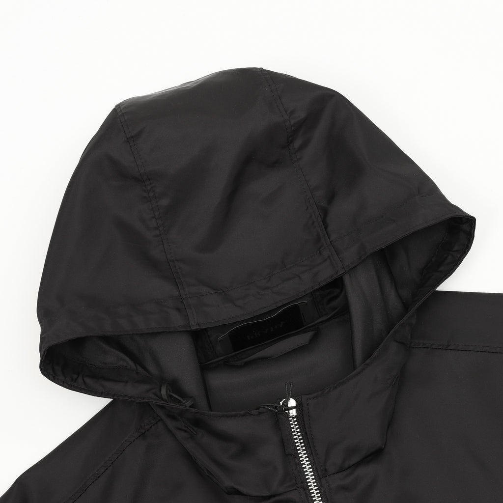 Prada Re-Nylon Triangle Logo Plaque Zip-Pocket Hooded Jacket