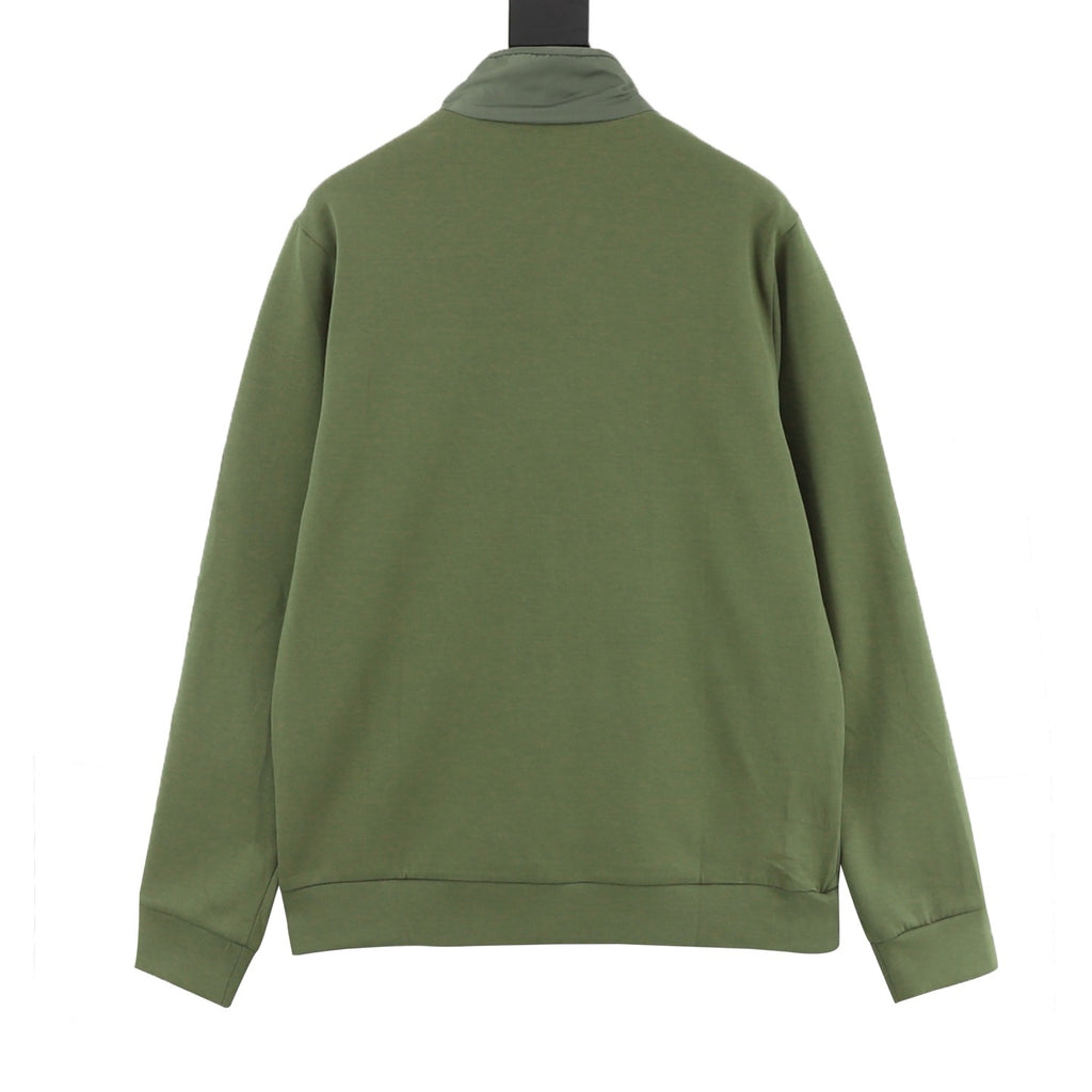 Prada Triangle Logo Nylon-Panelled Half-Zip Sweatshirt