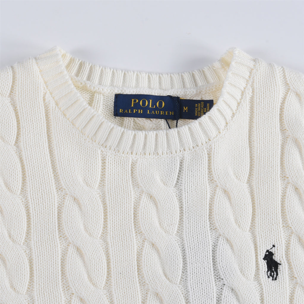 Polo Ralph Lauren Women's Men's White Cable Knit Crewneck Sweater