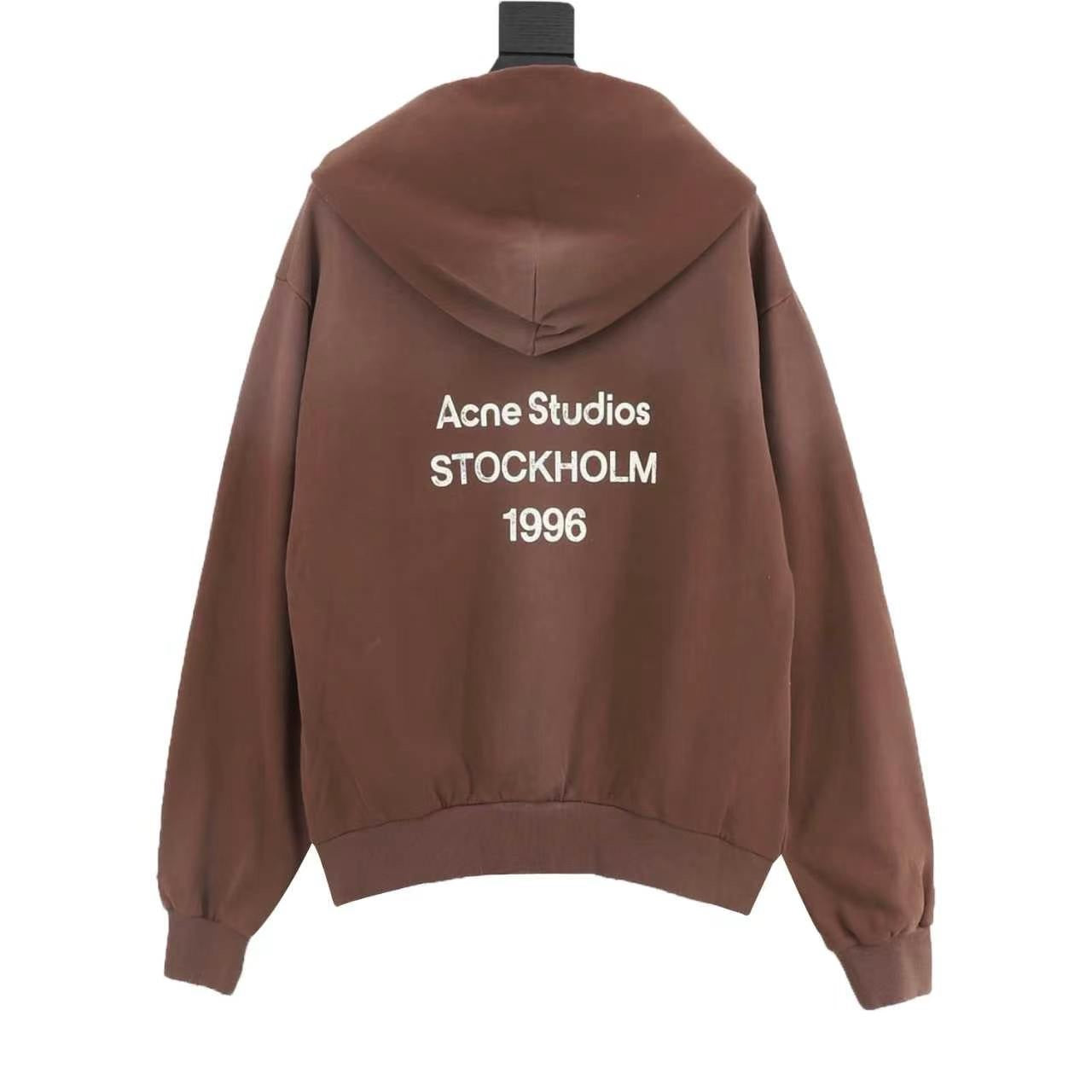 Acne Studios Six-Color Spray Paint Distressed Back Letter Hoodie | Light Grey Oversized Luxury Sweatshirt