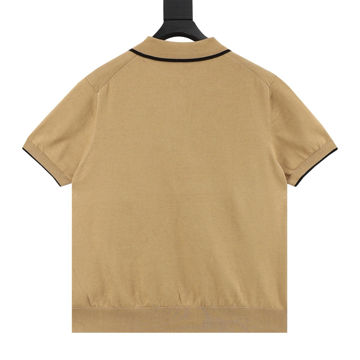 Loro Piana Women's Men's Camel Trim-Collar Short-Sleeve Knit Polo Shirt