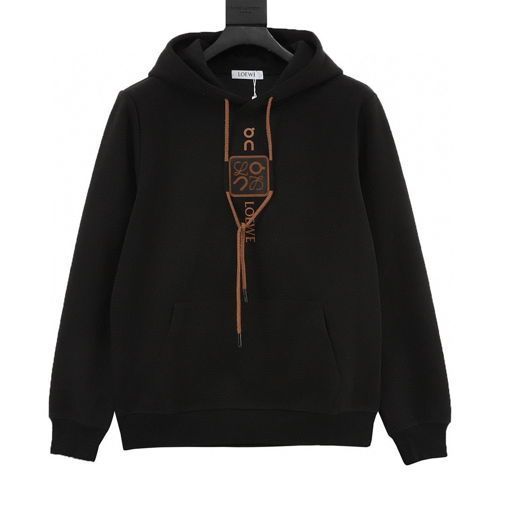 Loewe 25FW Leather Anagram Drawstring Logo Hoodie