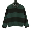 Acne Studios Women's Men's Green and Black Striped Long-Sleeve Polo with Faux Leather Collar