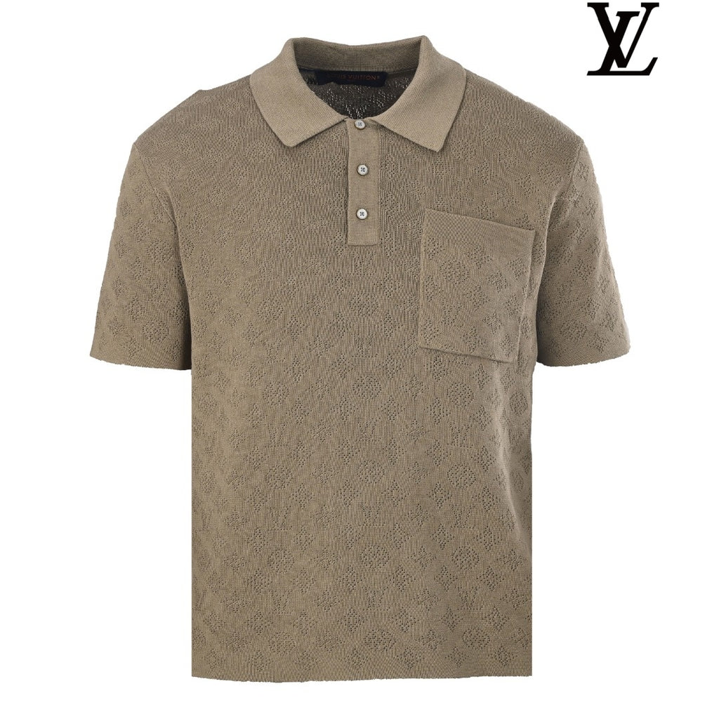 Louis Vuitton Khaki Monogram Knit Polo Shirt