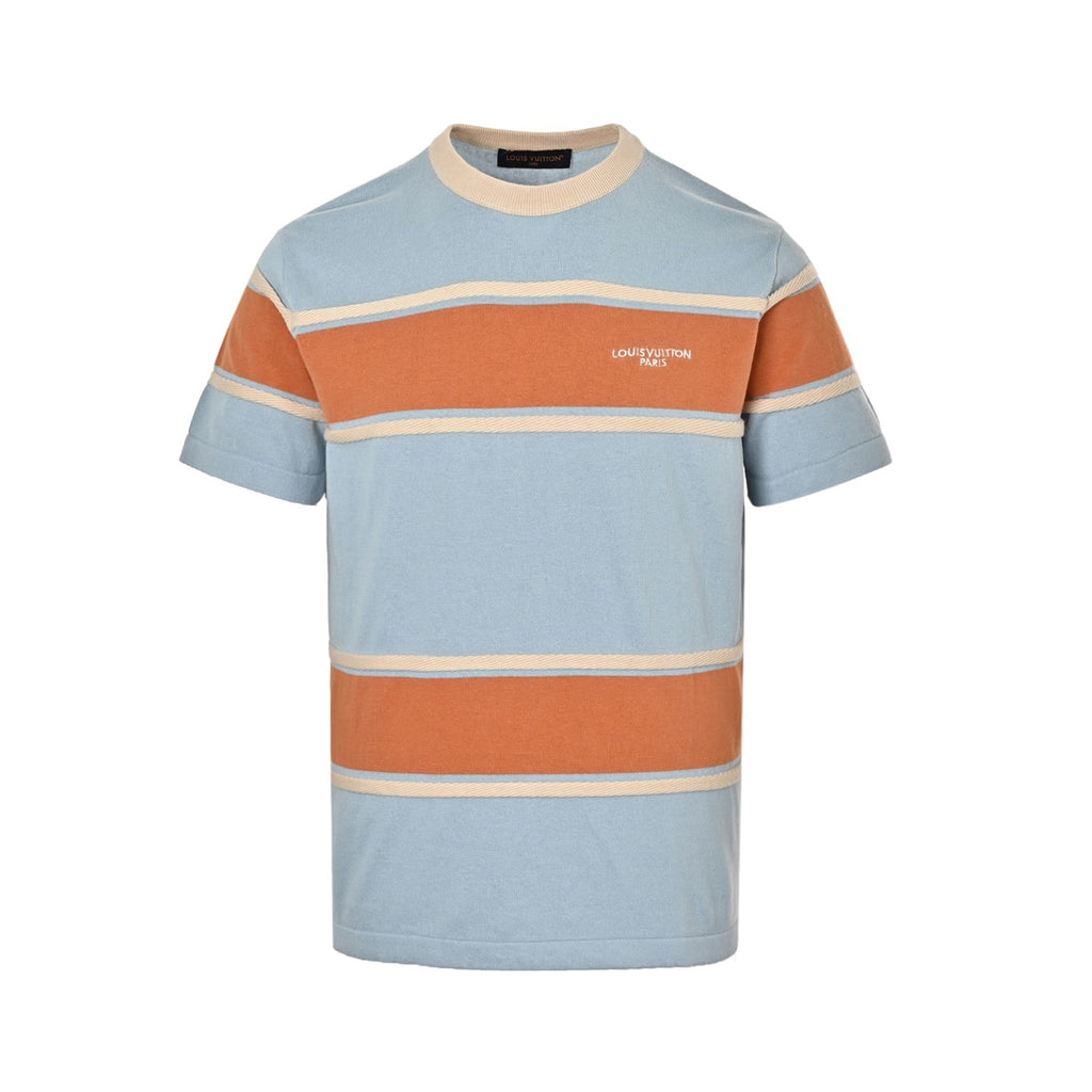 Louis Vuitton Women's / Men's Color-Block Striped Knit T-Shirt in Light Blue