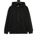 Loewe Anagram Leather Drawstring Hoodie — Black