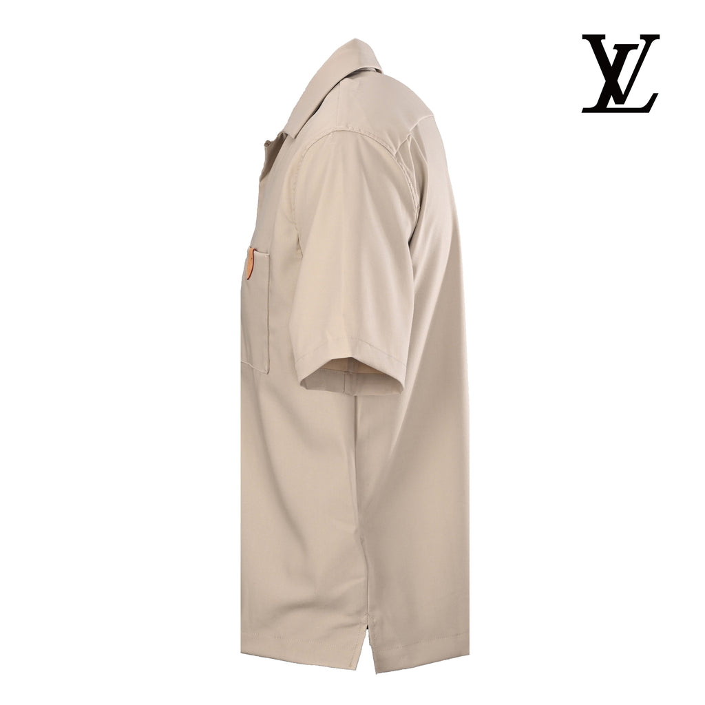 Louis Vuitton Men's Beige Camp Collar Short Sleeve Shirt
