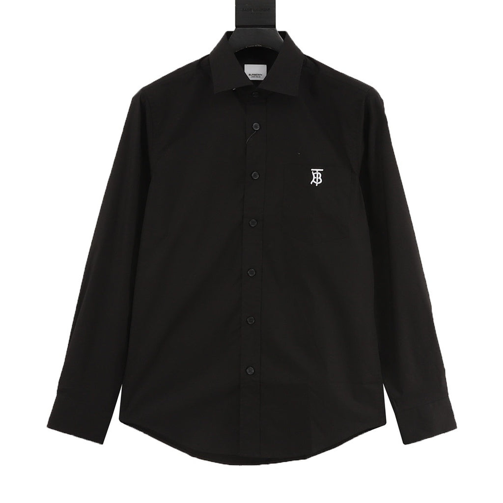 Burberry TB Monogram Embroidered Concealed Placket Long-Sleeve Shirt