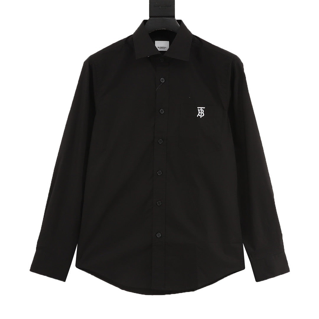 Burberry TB Monogram Embroidered Concealed Placket Long-Sleeve Shirt