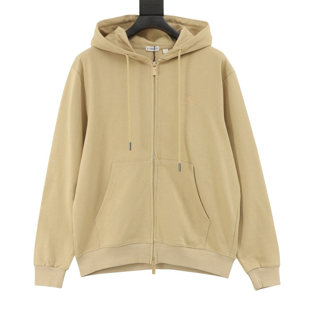 Burberry Women's & Men's Beige Equestrian Logo Zip-Up Hoodie