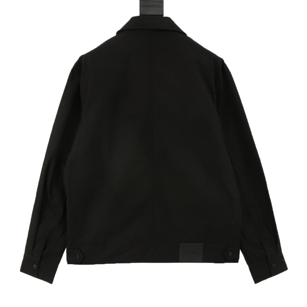 LOEWE Women's & Men's Black Anagram Logo Collared Zip-Up Jacket