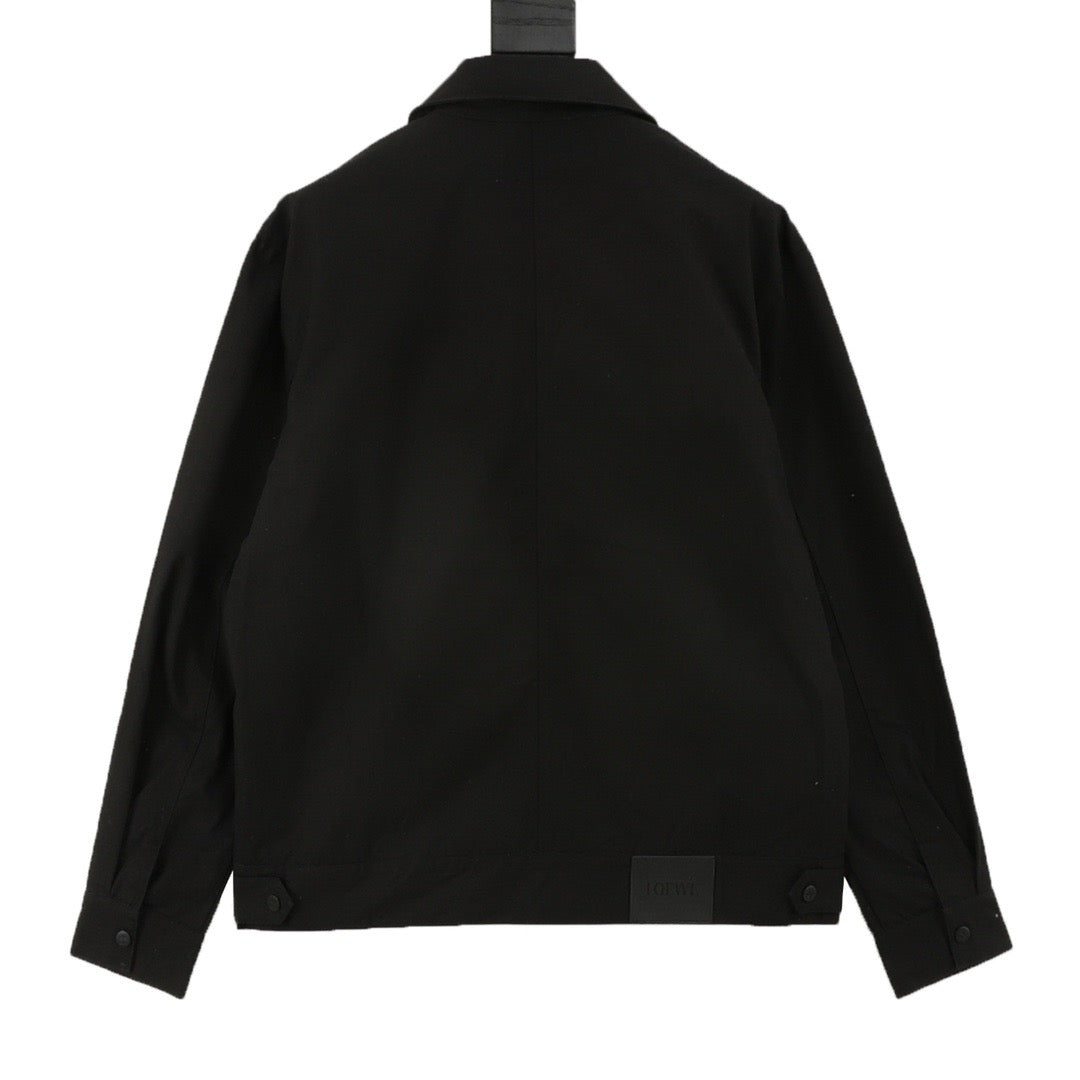 LOEWE Women's & Men's Black Anagram Logo Collared Zip-Up Jacket