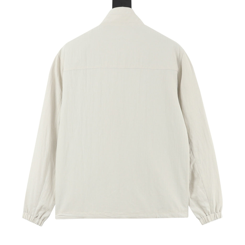 Brunello Cucinelli Women's Men's Off-White Embroidered Logo Stand-Collar Zip-Up Jacket