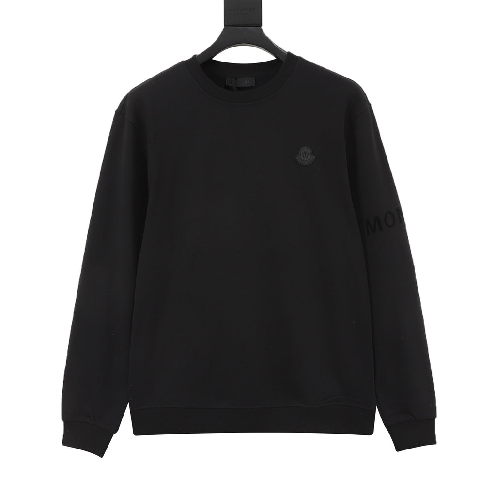Moncler Women's & Men's Black Logo Crewneck Sweatshirt | Sleeve Lettering
