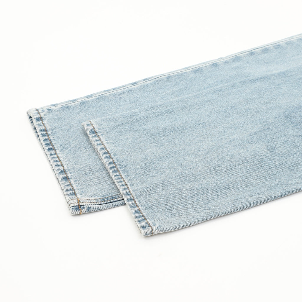 Casablanca Women's Men's Light Wash Blue Pin Embroidery Wide-Leg Jeans
