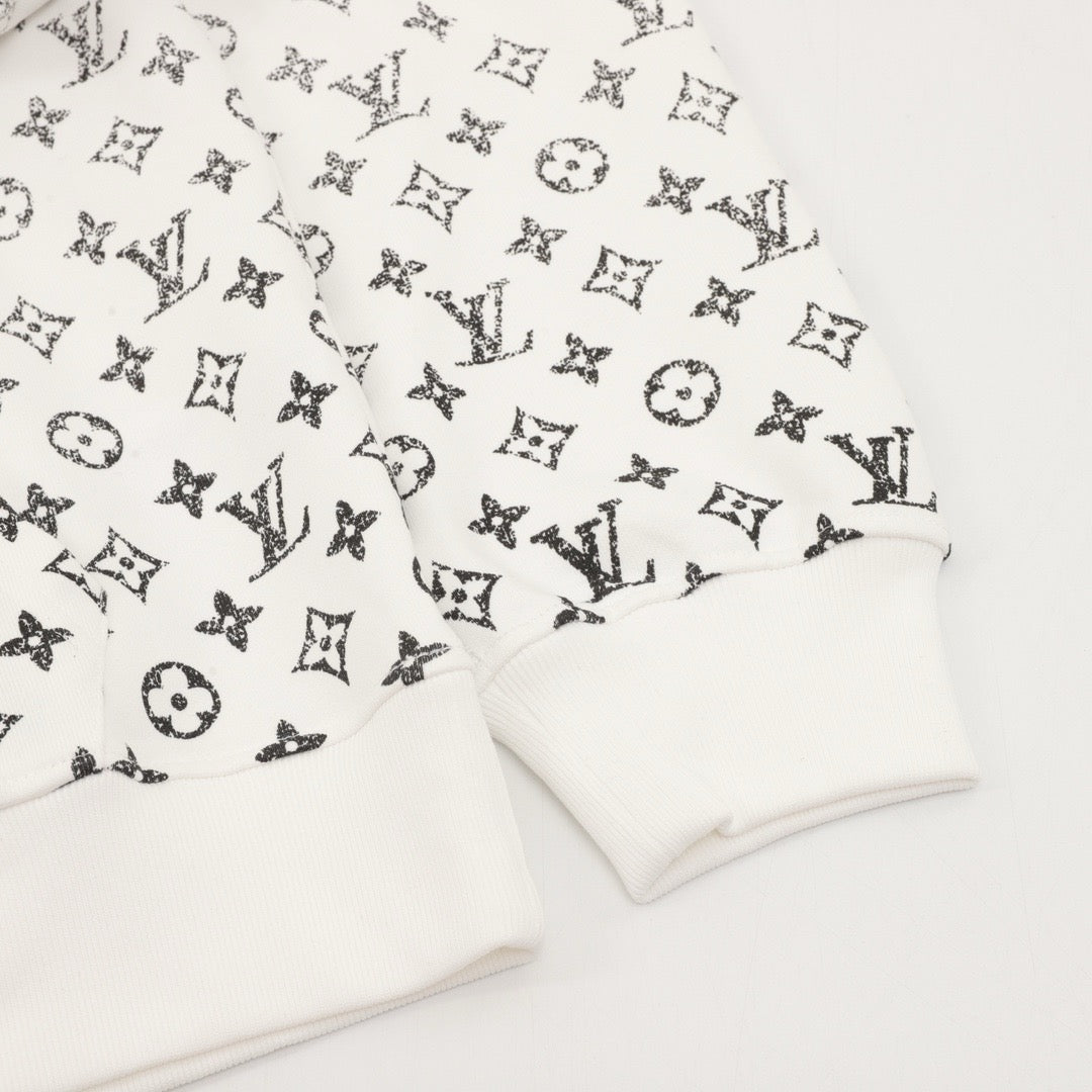 Louis Vuitton Women's Men's White Gradient Monogram Print Hoodie