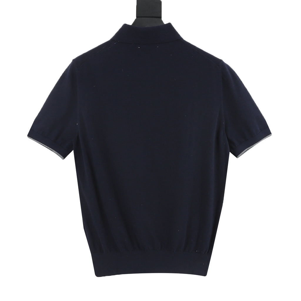 Brunello Cucinelli Solid Color Embroidered Logo Polo Shirt