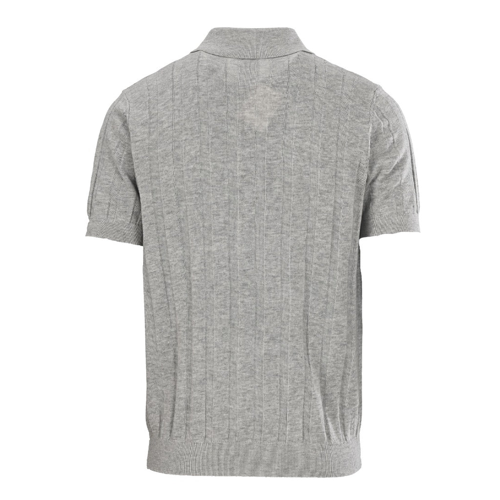 Brunello Cucinelli Cable-Knit Short-Sleeve Polo in Grey