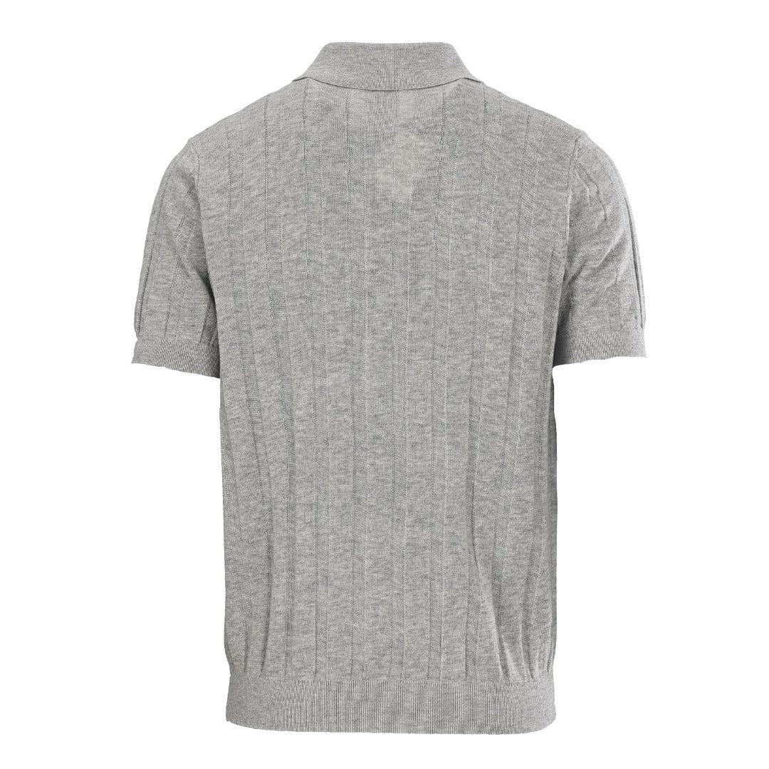 Brunello Cucinelli Cable-Knit Short-Sleeve Polo in Grey