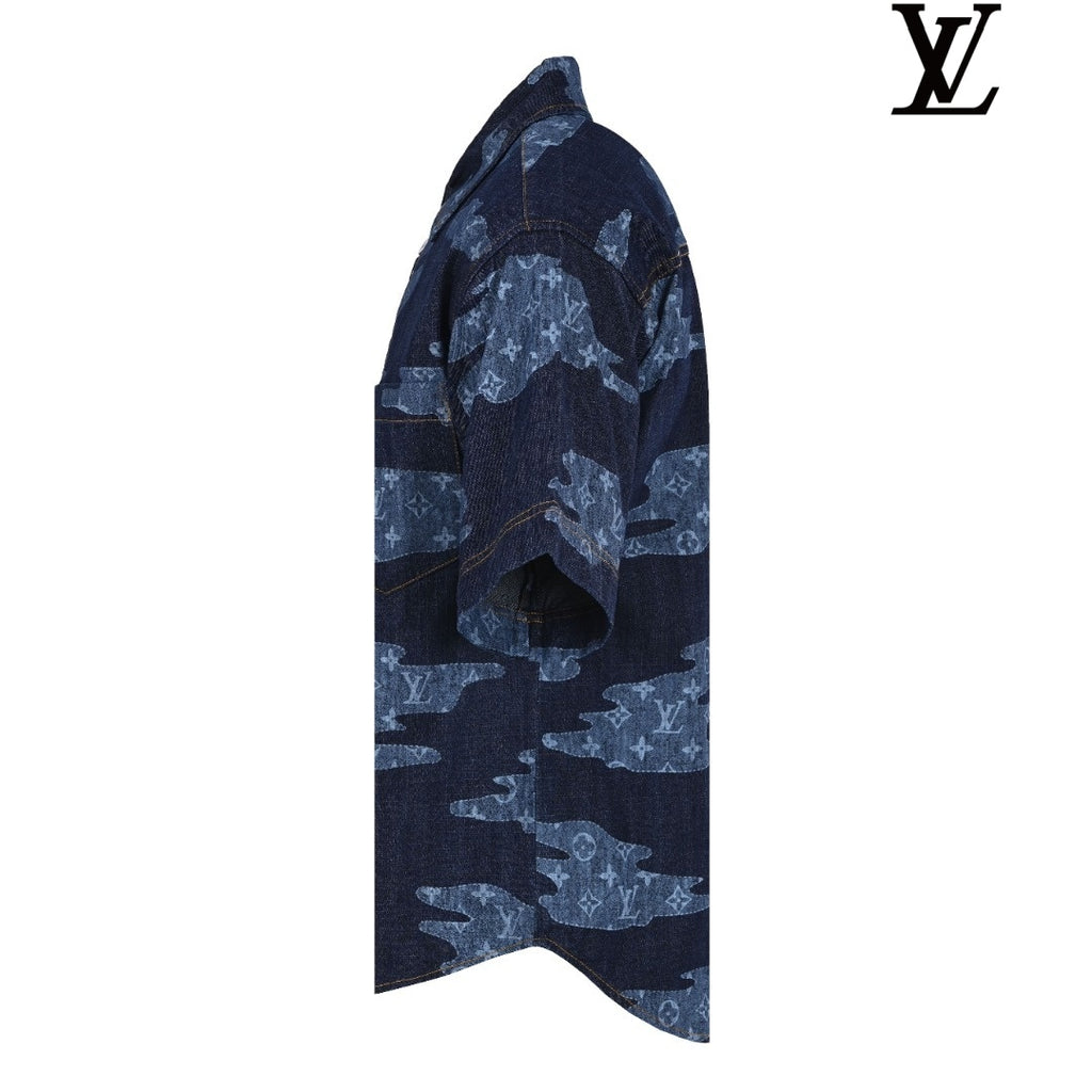 Louis Vuitton Men's Dark Blue Camo Monogram Denim Shirt