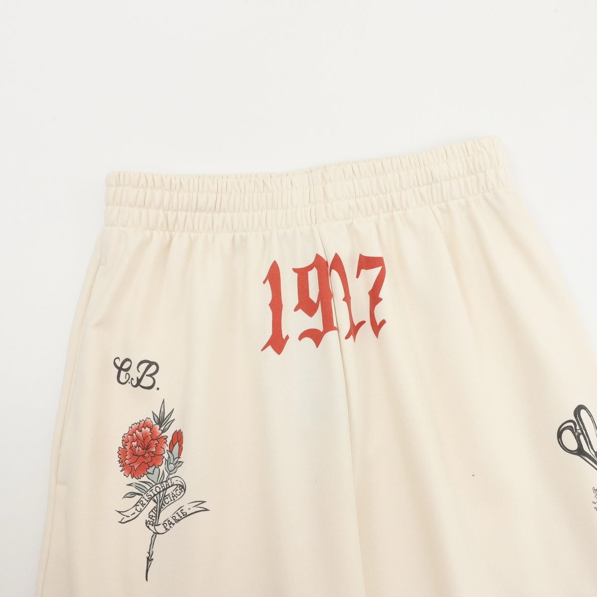 Balenciaga Women's Men's Cream Printed Wide-Leg Sweatpants