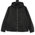 Prada Re-Nylon Triangle Logo Plaque Zip-Pocket Hooded Jacket