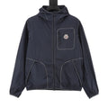 Moncler Women's Men's Navy Stitched Hooded Windbreaker Jacket