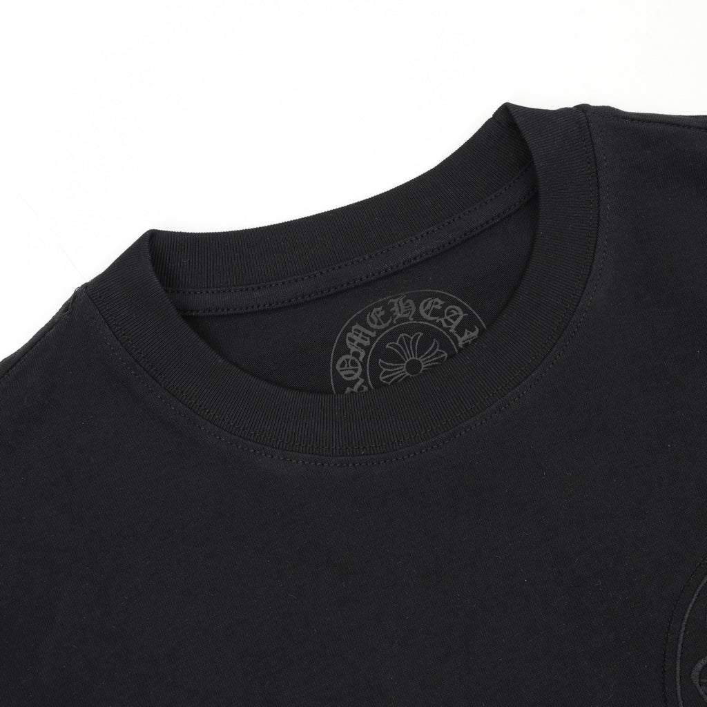 Chrome Hearts Men's Black Embossed Horseshoe Logo T-Shirt