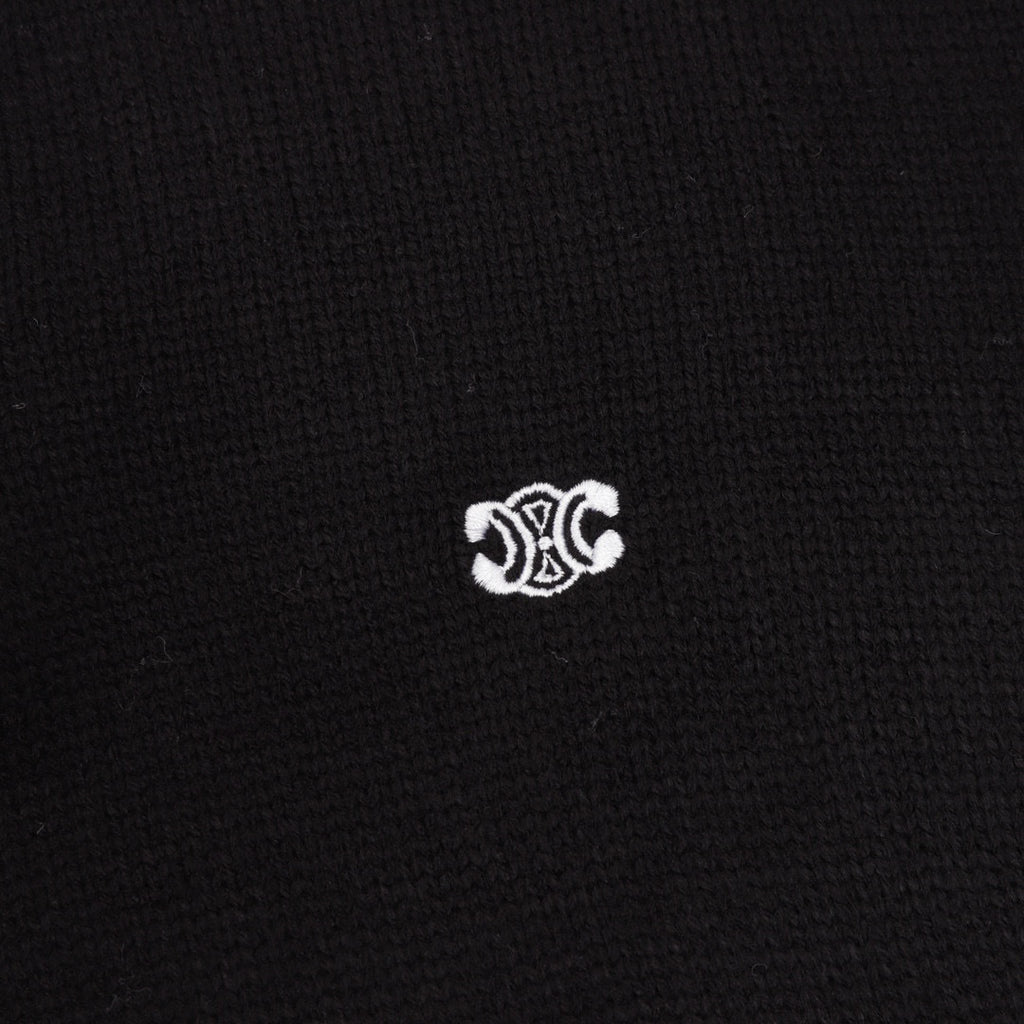Chanel CC Logo Tonal Embroidered Half-Zip Mock Neck Knit Sweater