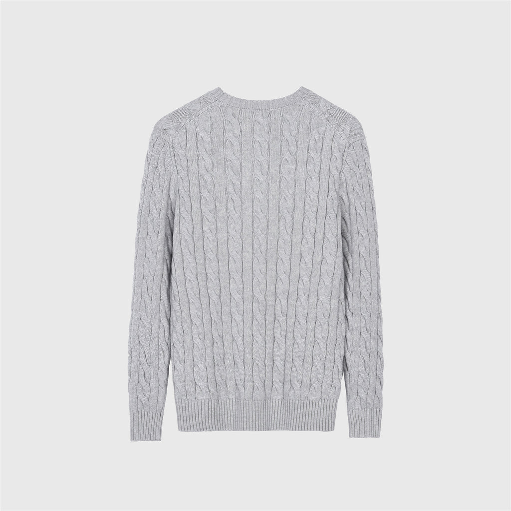 Polo Ralph Lauren Women's Men's Light Grey Cable Knit Crewneck Sweater