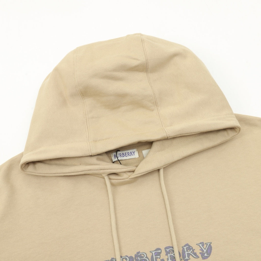 Burberry Women's & Men's Beige Letter Logo Hoodie