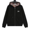 Burberry London England Label Vintage Check-Lined Zip-Up Hoodie