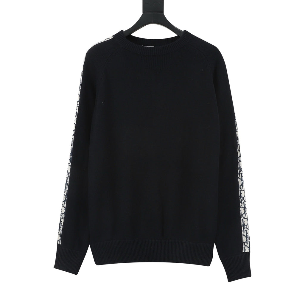 Dior Women's Men's Black Oblique Stripe Crewneck Sweater