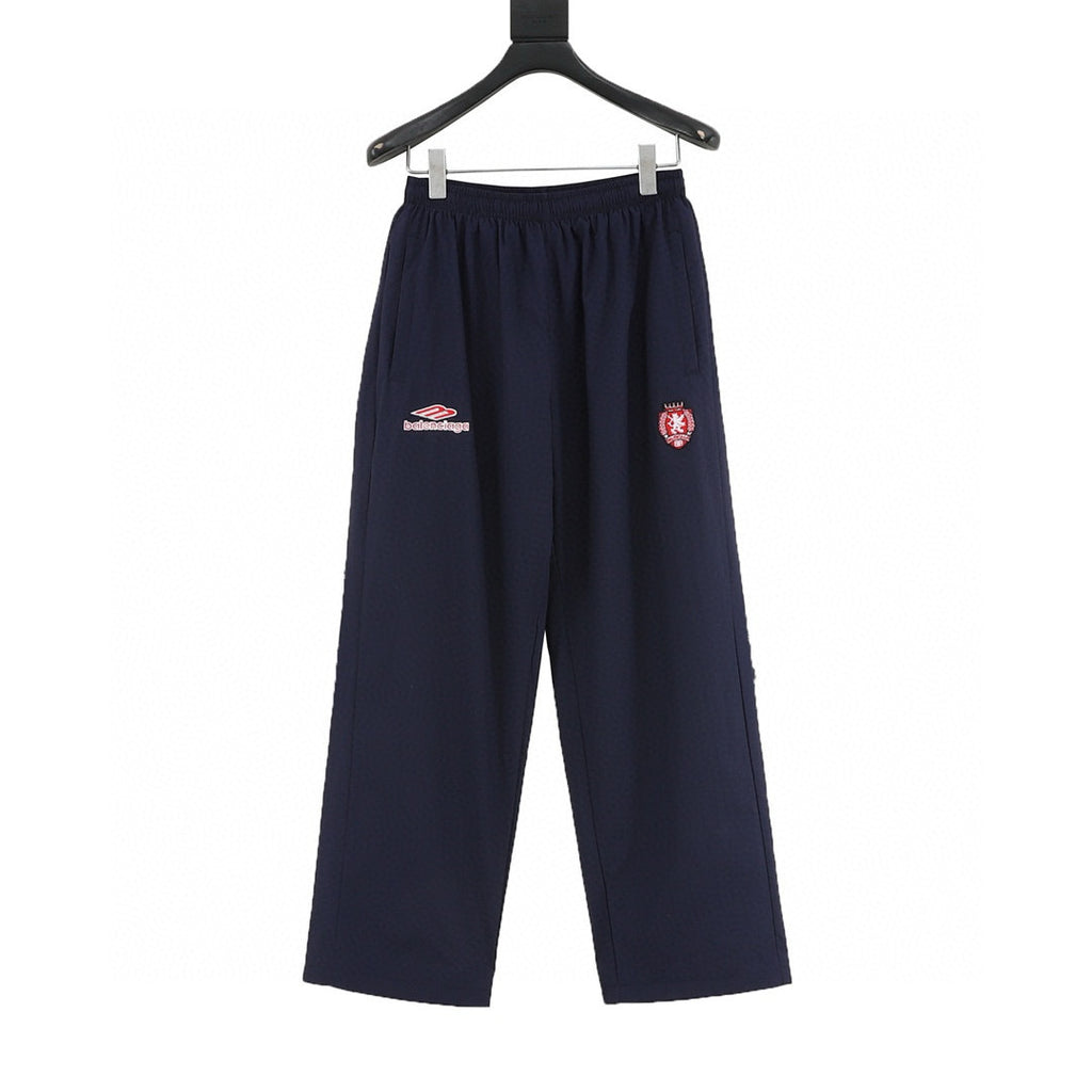 Balenciaga 26SS Sport Logo & Crest Embroidered Wide-Leg Track Pants