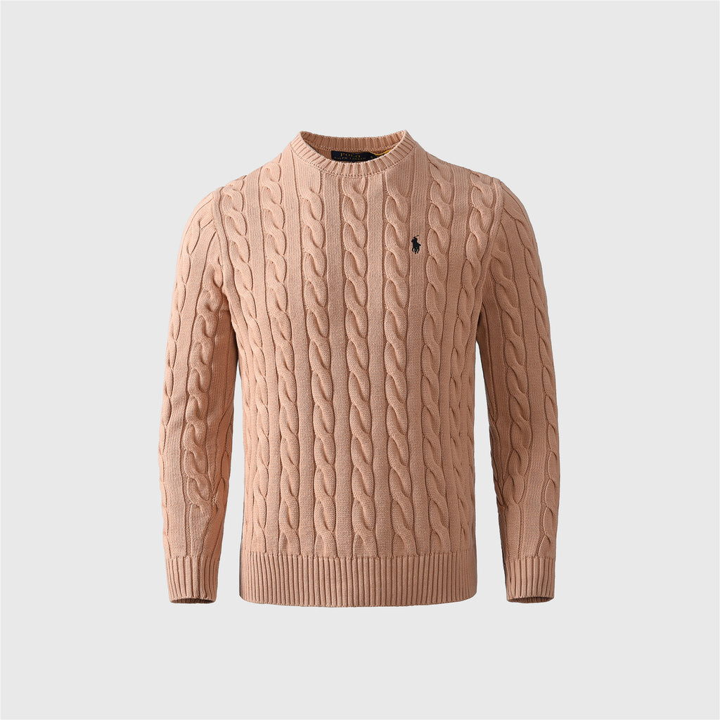 Polo Ralph Lauren Women's Men's Camel Cable Knit Crewneck Sweater