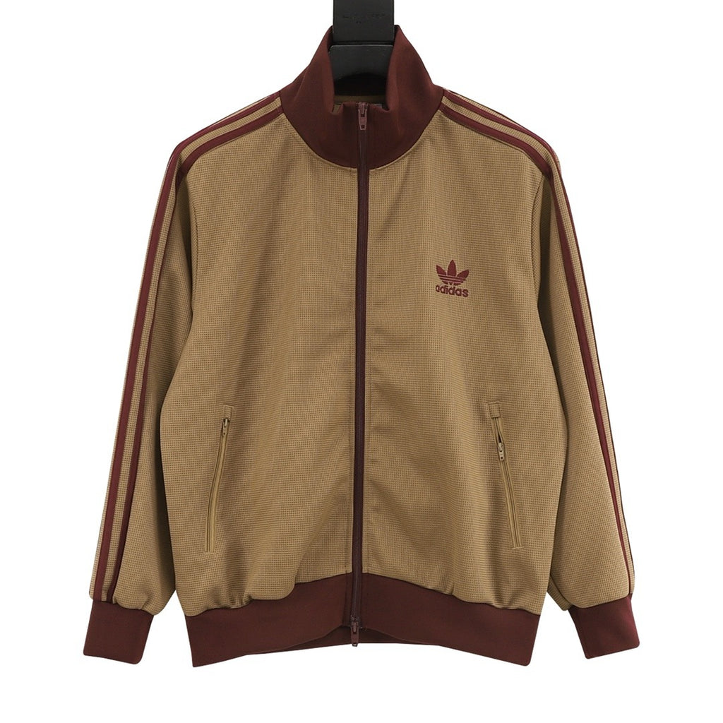 Adidas Originals American Retro Trefoil Track Jacket | Cream Burgundy Stripe Navy Trim