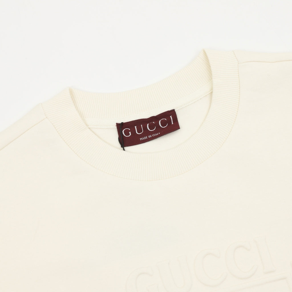Gucci Women's Men's Cream Embossed Interlocking G Crewneck Sweatshirt