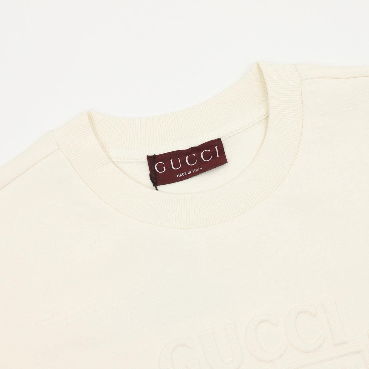 Gucci Women's Men's Cream Embossed Interlocking G Crewneck Sweatshirt