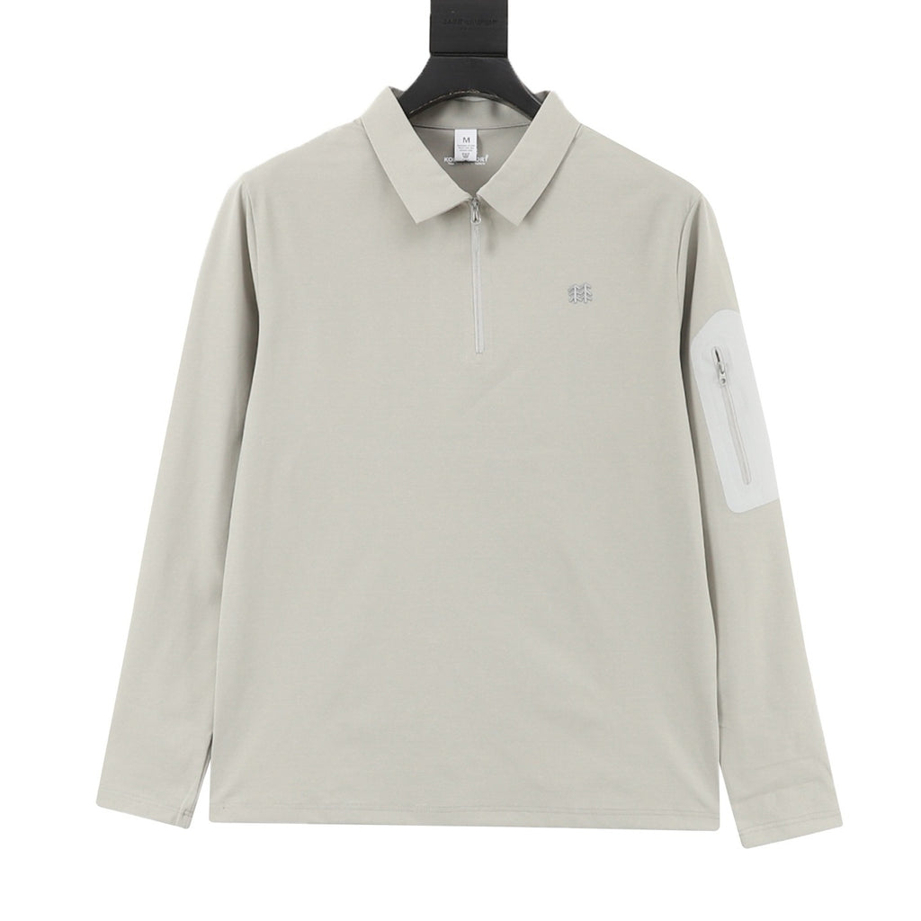 KOLON SPORT Women's & Men's Light Beige Long-Sleeve Half-Zip Polo