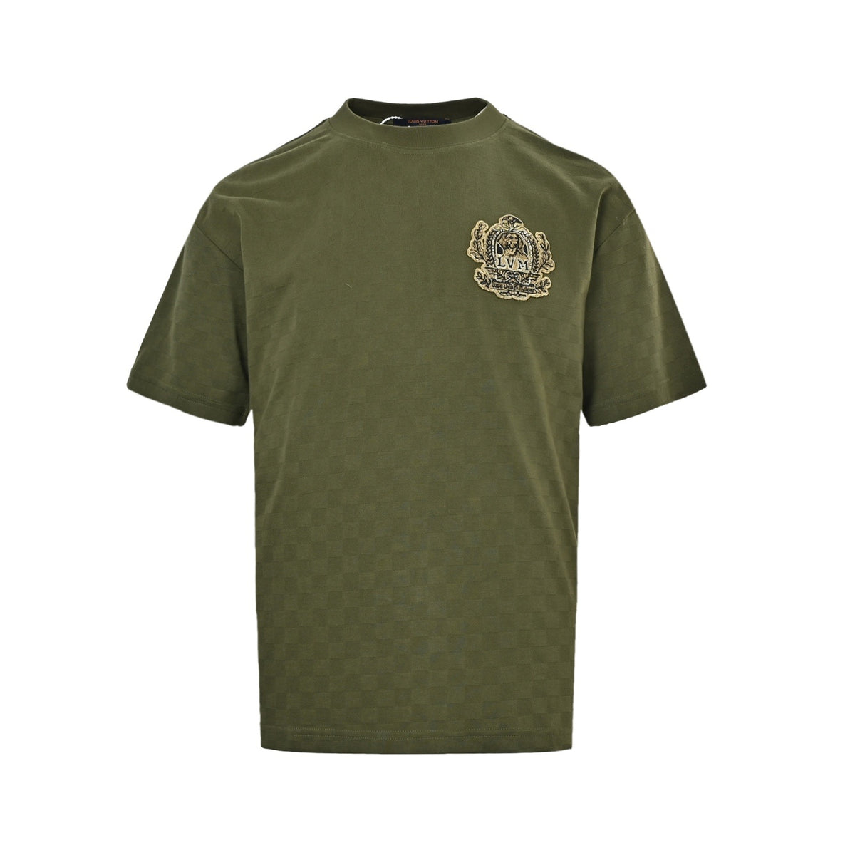 Louis Vuitton Damier Crest Embroidered Short-Sleeve T-Shirt in Olive Green