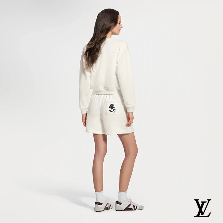 Louis Vuitton White Terry Cuffed Drawstring Shorts