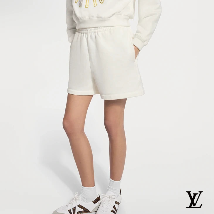 Louis Vuitton White Terry Cuffed Drawstring Shorts