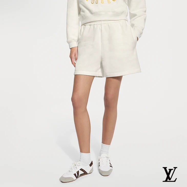 Louis Vuitton White Terry Cuffed Drawstring Shorts