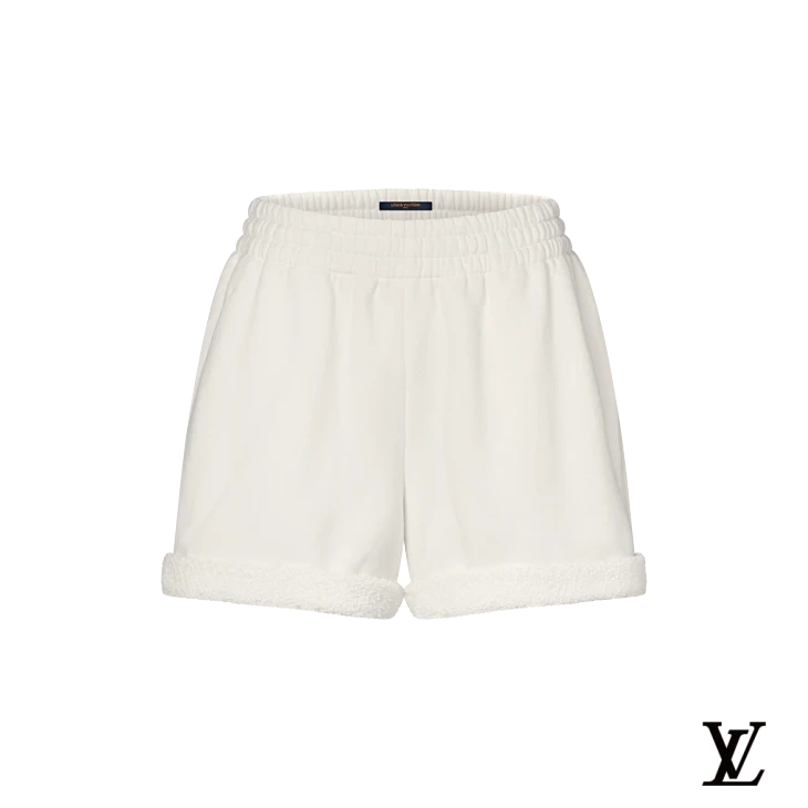 Louis Vuitton White Terry Cuffed Drawstring Shorts