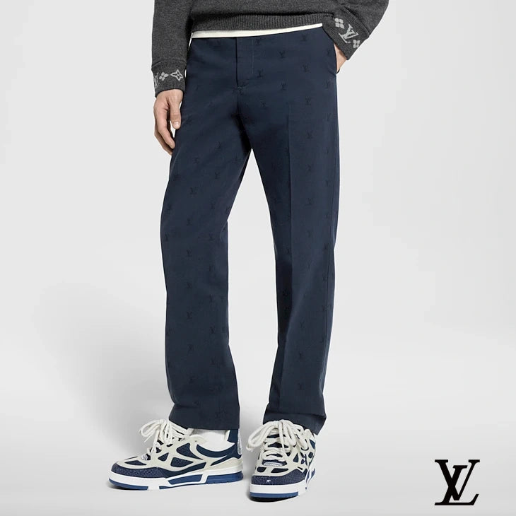 Louis Vuitton Navy Subtle LV Jacquard Trousers